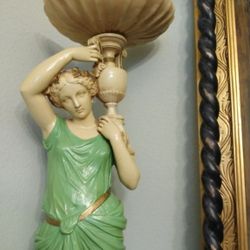 Tall Lady Woman Figural  Floor Statue Sculpture Pedestal Base Signed