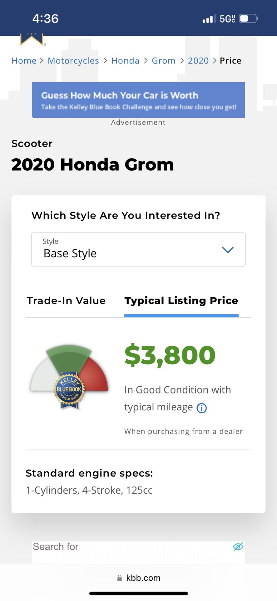 2020 honda cheap grom kbb