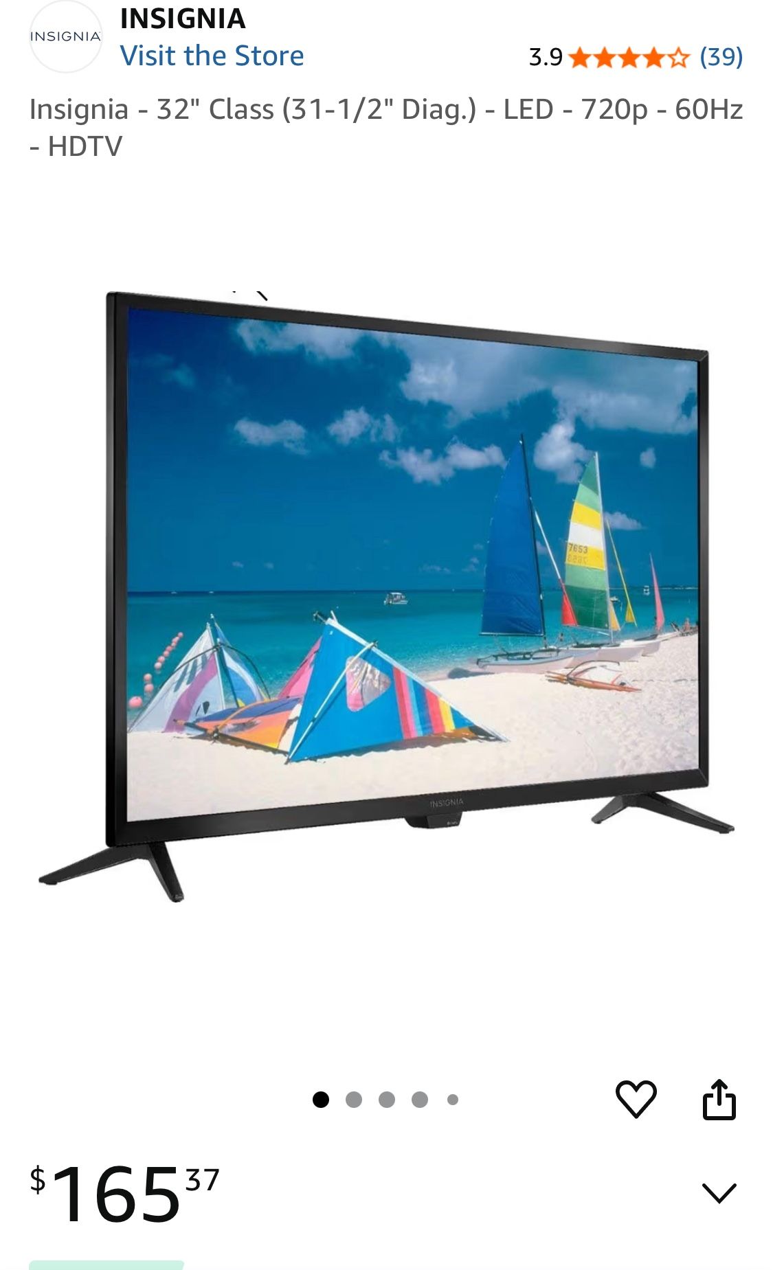 Insignia - 32" Class (31-1/2" Diag.) - LED - 720p - 60Hz - HDTV Not Smart Tv 