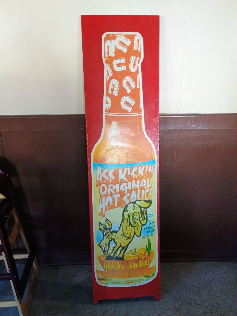 Large Metal Hot Sauce Sign