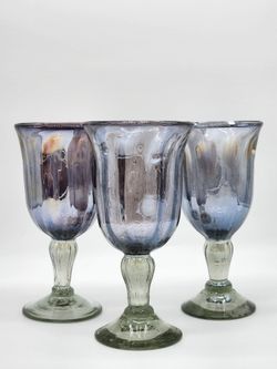 Mariposa Hand-Blown Purple Swirl Wine/Water Goblets