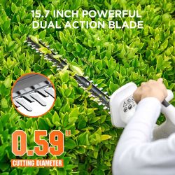 Litheli 20V 16'' Cordless Electric Hedge Trimmer, With 2.5Ah Portable Battery