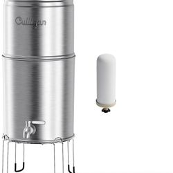 Culligan with MaxClear Technology 3 Gallon Gravity Water Filter System, Brushed Countertop Ceramic Water Filter NSF/ANSI Certified to Reduce Lead, Mic