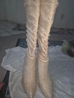 Rhinestone Over-the-Knee Stretch Boots size 7