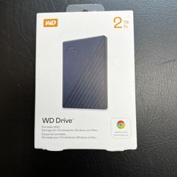 WD Portable HDD External 2TB Storage Hard Drive For Windows Mac & Chromebook NEW