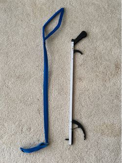 Elder care  use grabber and leg lift
