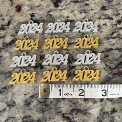 Graduation 🧑🏻‍🎓 👩🏻‍🎓Charms 2024 1 1/4 in Gold And Silver 