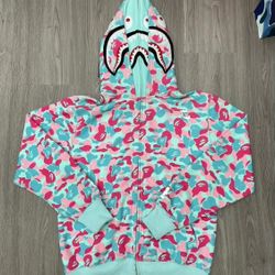 ABC SHARK BAPE HOODIE TURQUOISE CAMO ! A Bathing Ape Hoodie.
