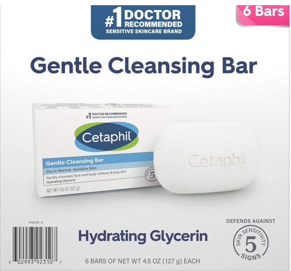 CETAPHIL - Gentle Cleansing Bar Soap - Dry Sensitive Skin - 4.5oz - 6-Pack NEW