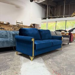 Sofa 3 Seats Velvet Navy Blue 