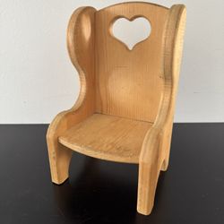 90s Heart Cutout Plant Stand Doll Chair vintage Wood