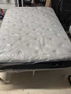 Queen Serta Perfect Sleeper Mattress + Ikea Bed Platform (white)