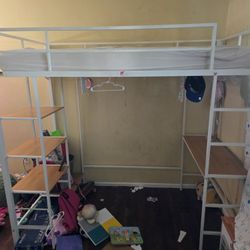 Single Bed With Desk Drawer And Outlet.