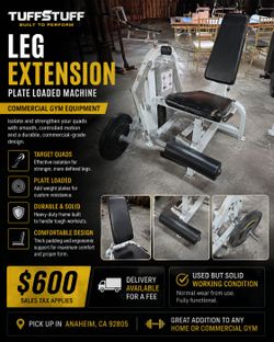 TuffStuff Plate Loaded Leg Extension – Commercial Gym Equipment