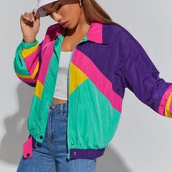 Women's Jacket Color Block Drop Shoulder Zipper Jacket Jacket for Women