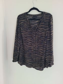 Sheer zebra pattern long sleeve blouse