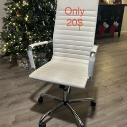 High Back Desk Chair White Leather Office Chair 20$