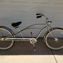 Beach Cruiser Bicycle Chopper Lowrider Chrome Stretch Frame Armstrong Urban Delux