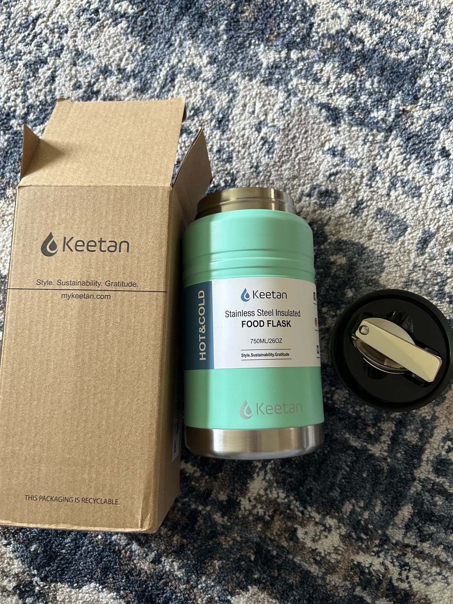 Keetan Food Jar Vacuum Insulated Stainless Steel Food Container with Folding Spoon Lunch Box