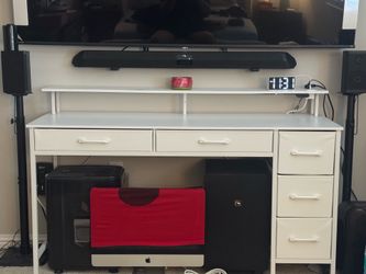 Computer desk with Velcro drawer compartments