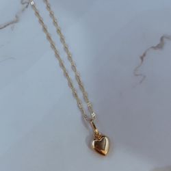 14k Gold Necklace And Heart Pendant 