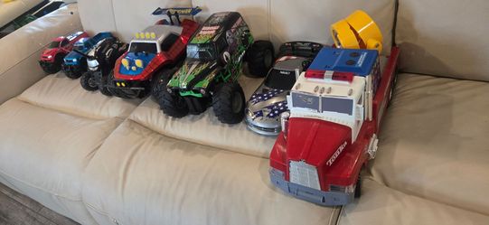 Lot of 7 Toy Trucks and Cars - Tonka, New Bright, Nikko, and More - Great for Imaginative Play