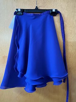 Women’s wraparound dance/skating skirt, knee length.
