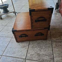 Vintage Old Wooden Chest W Drawers  24" X20"