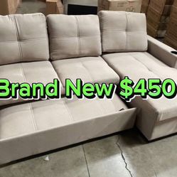 USB port ✅  Pull Out Bed ✅  Reversible L ✅  Side Pocket ✅  Storage Underneath ✅  Cup Holders ✅ New In Box ‼️ Free Local Drop Off Brand New Couch 🛋️ 