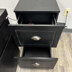 Black wooden two drawer filing cabinent