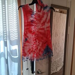 Red White And Blue Hand Tied Tiedye Shirt
