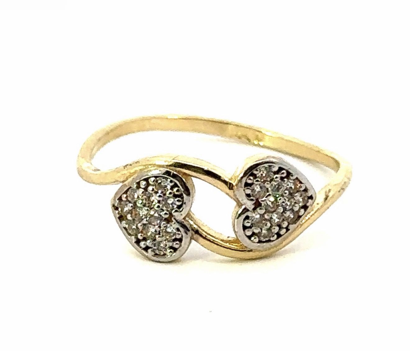 Woman’s Ladies 14k Yellow Gold CZ Cubic Zirconia Double Heart Band Ring Size 6.5 GP3115257