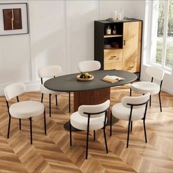 New- off white  boucle dining chairs (50$ each)
