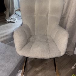 Modern Cream Bouclé Accent Chair with Wood & Black Metal Legs