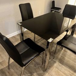 Dining Table And Chairs Black Glass