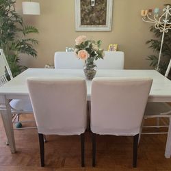 Farmhouse style table. 6 chairs.