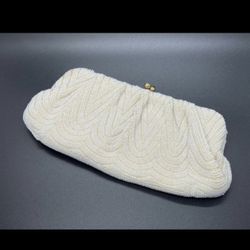 Vintage Beaded Cream Clutch