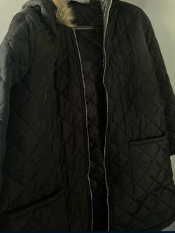 NEW Black shein quilted jacket with faux fur hood size 1x