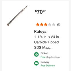 Kateya 1-1/4 in. x 24 in. Carbide Tipped SDS Max Masonry Drill Bit