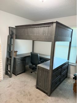 Pottery Barn double gray wash loft bed