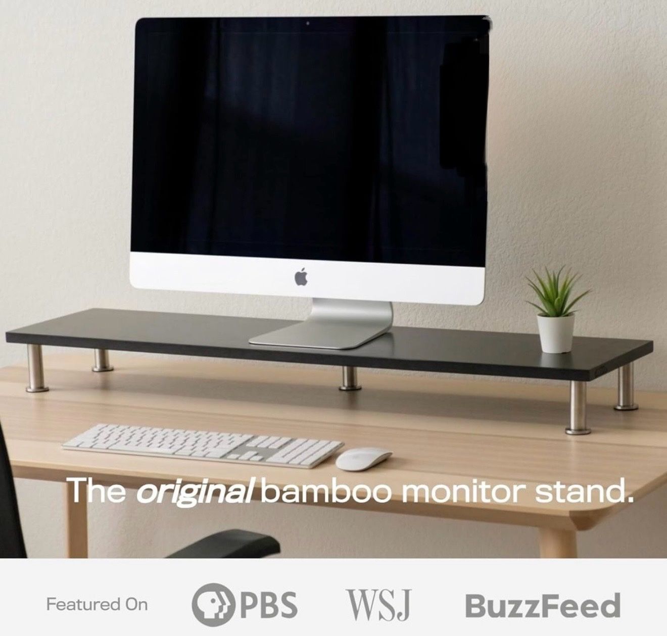 The Original Bamboo Dual Monitor Stand- 42 Inch Large Monitor Riser for ...