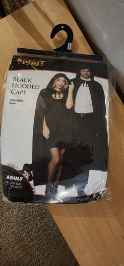 Spirit Black Hooded Cape Adult One Size