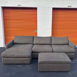 Crate & Barrel Sectional Sofa + Ottoman (Like New)