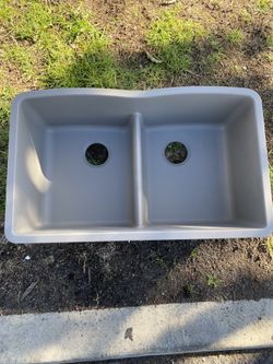 BLANCO Diamond Undermount 32-in x 19.36-in Concrete Gray Double Equal Bowl Granite Kitchen Sink