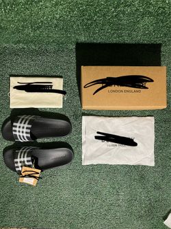 Burberry Check Slide Sandals Black Men’s Size 10