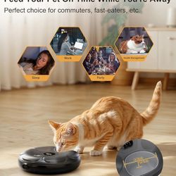 Casfuy Automatic Cat Feeder Cordless - Automatic Cat Food Dispenser for Wet Moist Food with 4 Ice Packs Rechargeable Auto Feeder for Cats Small Dogs w