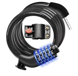 Bike Lock Cable with Combination & Key, Password Lost Retrievable Bicycle Lock Anti-Theft, Coiled Secure Resettable Bike Combination Lock with Mountin