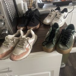 Selling 4 pairs of sneakers — all used but still in good wearable condition. See photos.