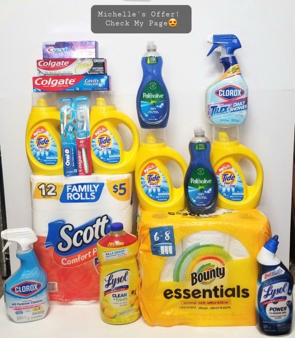 Scotr/Bounty/Clorox/Lysol//Palmolive/Tide Simply/Colgate/Crest/Oral b set