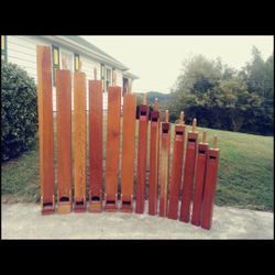 Mid Century Wood Organ Pipes. Set Of 13.——-6 Ft. To 2 1/2 Tall